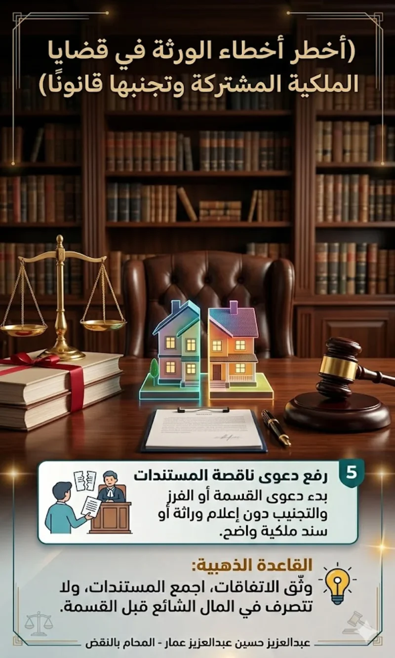 أحطاء الورثة في نزاعات الميراث والملكية