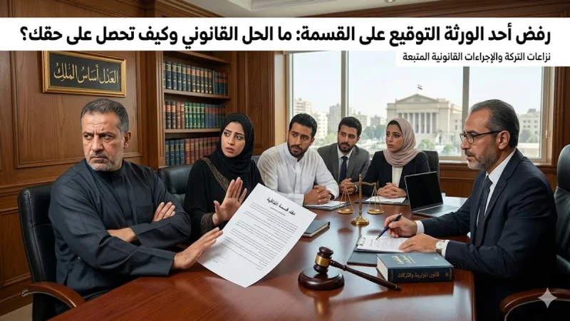 رفض أحد الورثة التوقيع على القسمة - ما الحل القانوني وكيف تحصل على حقك؟