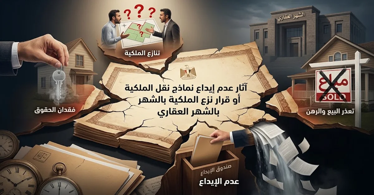 آثار عدم إيداع نماذج نقل الملكية أو قرار نزع