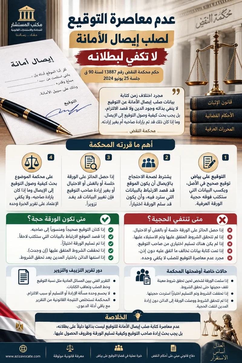 إنفوجراف قانوني عن إيصال الأمانة