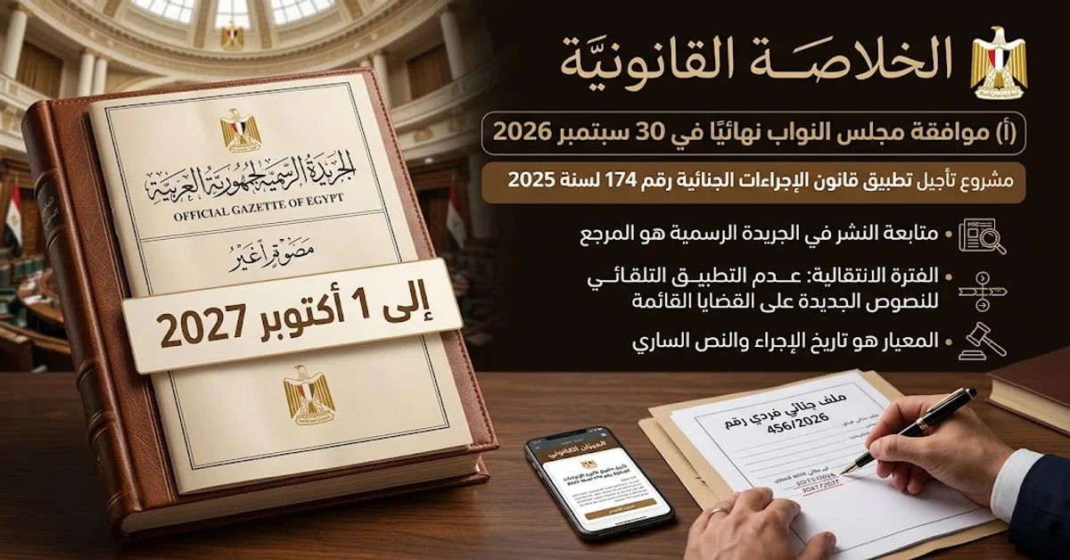 تأجيل تطبيق قانون الإجراءات الجنائية إلى أكتوبر 2027