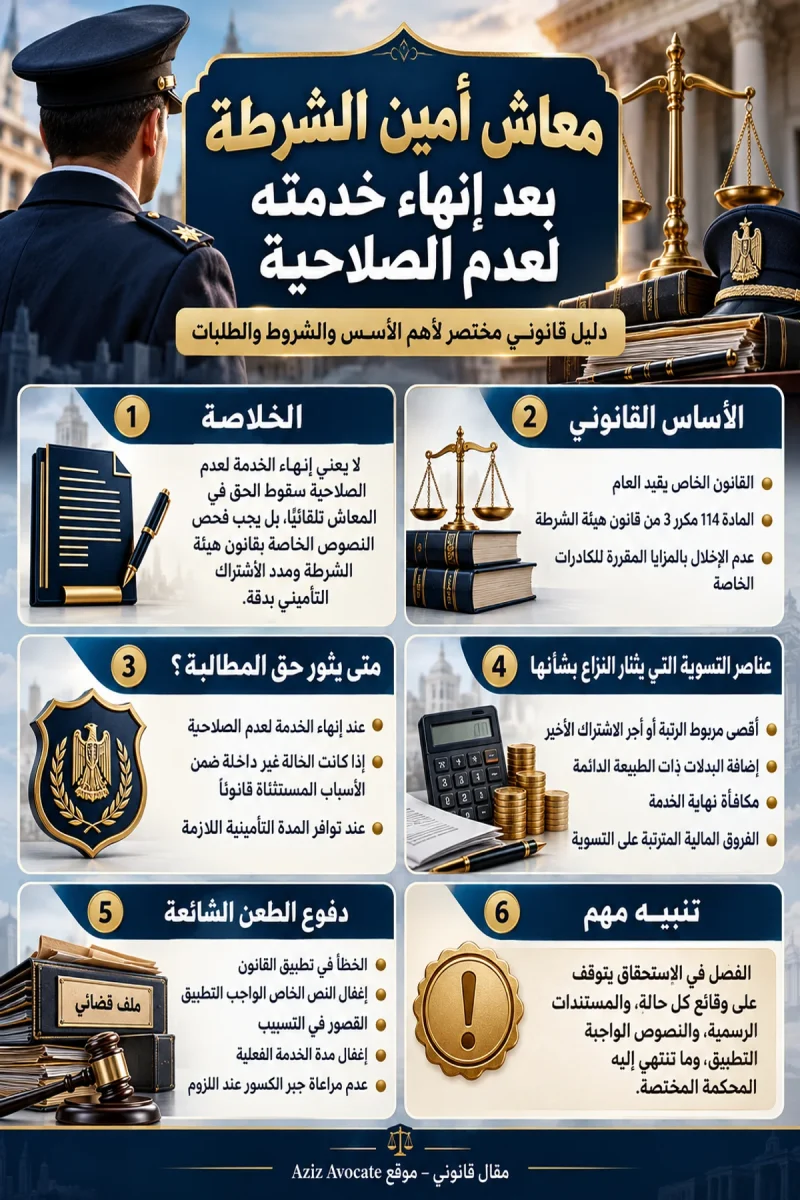 انفوجرافيك معاش أفراد الشرطة بعد انهاء الخدمة لعدم الصلاحية