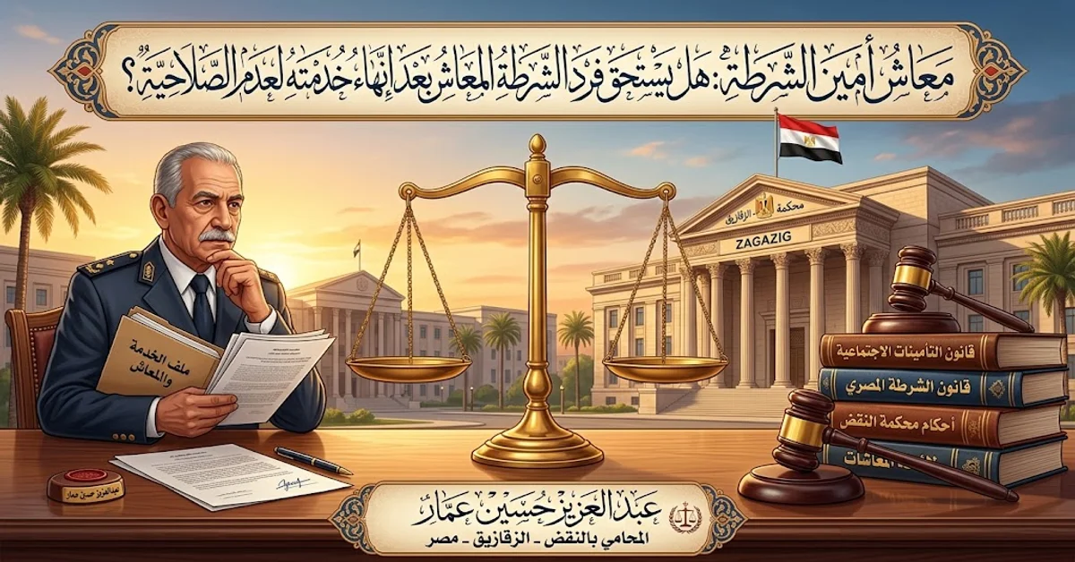 معاش أمين الشرطة وهل يستحق فرد الشرطة المعاش بعد إنهاء خدمته لعدم الصلاحية؟