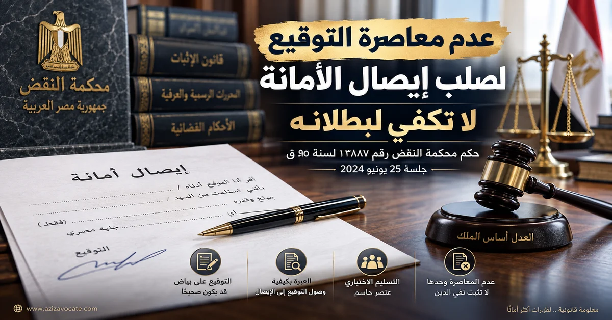 عدم معاصرة التوقيع لصلب إيصال الأمانة لا تكفي لبطلانه