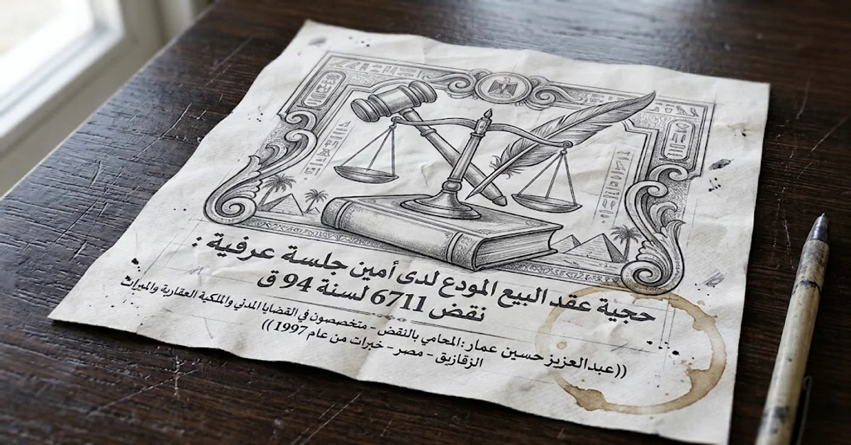 حجية عقد البيع المودع لدى أمين جلسة عرفية نقض 6711 لسنة 94 ق