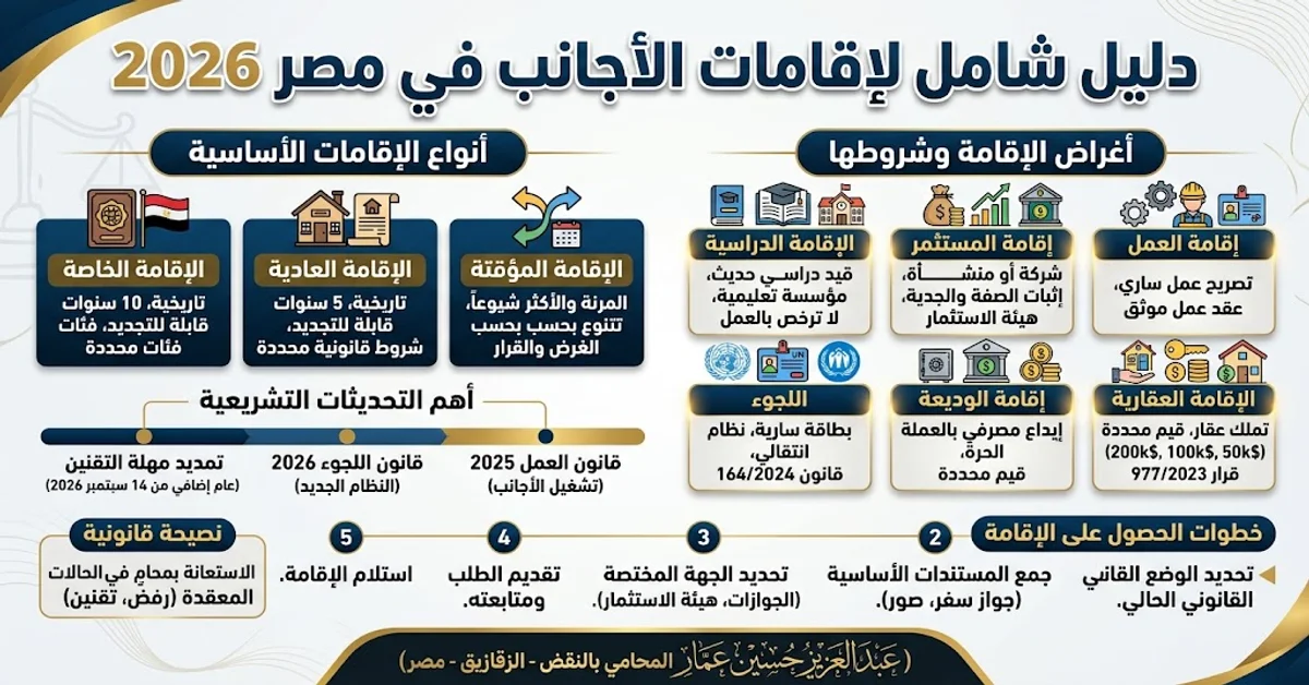 دليل شامل إقامات الأجانب في مصر 2026 دليل شامل إقامات الأجانب في مصر 2026