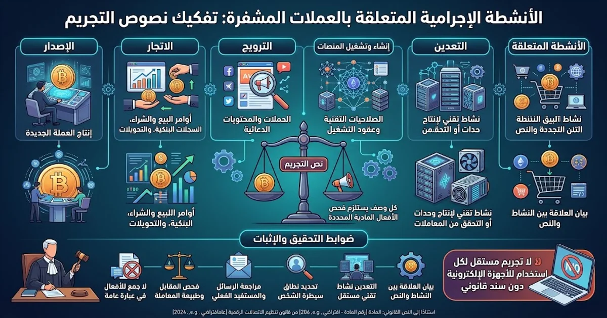 صور النشاط الاجرامي الذي يستهدفه نص التجريم للعملات المشفرة؟ صور النشاط الاجرامي الذي يستهدفه نص التجريم للعملات المشفرة؟