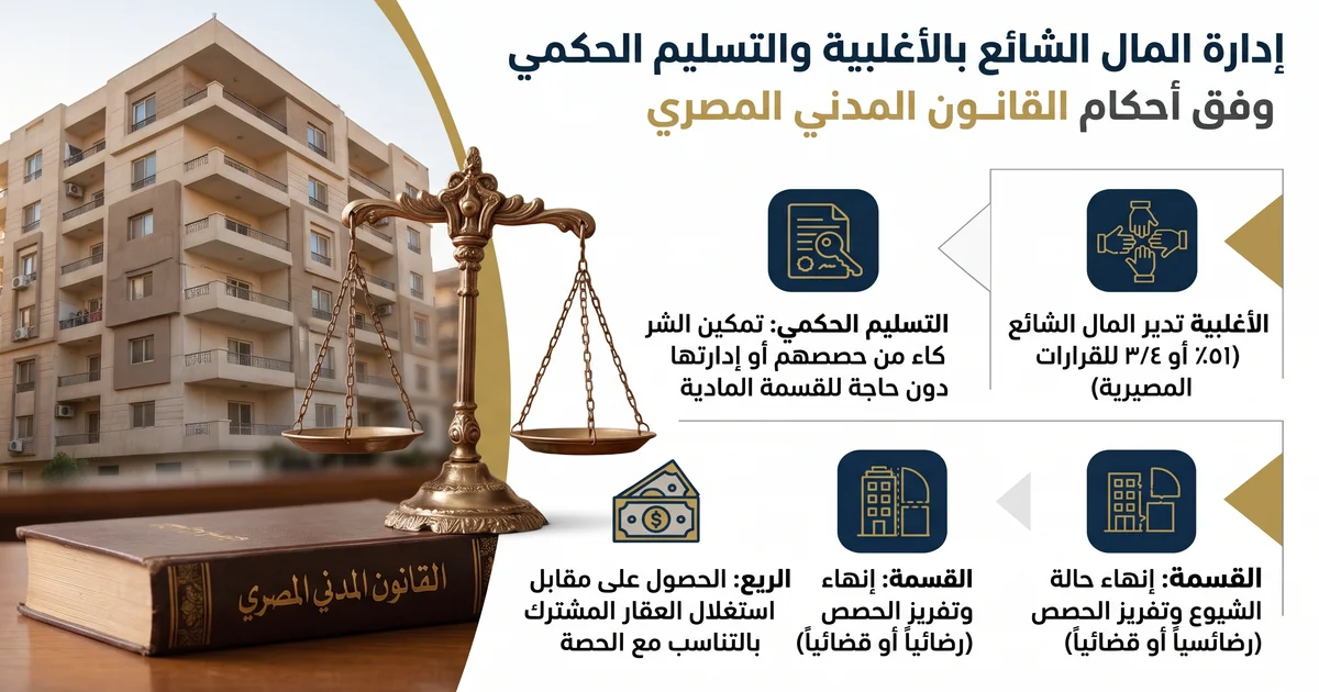 إدارة المال الشائع بالأغلبية والتسليم الحكمي