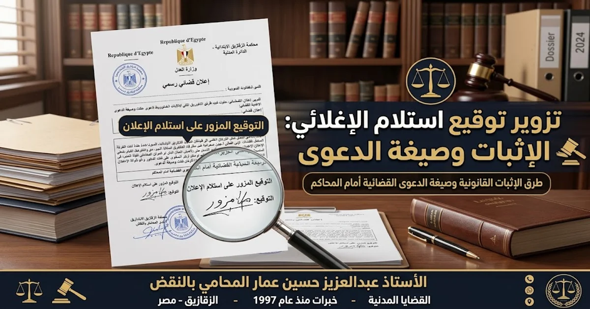 تزوير توقيع استلام الإعلان القضائي الإثبات وصيغة الدعوى