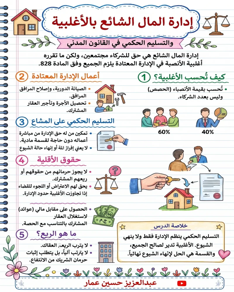 حكم قضائي عن إدارة المال الشائع بالأغلبية