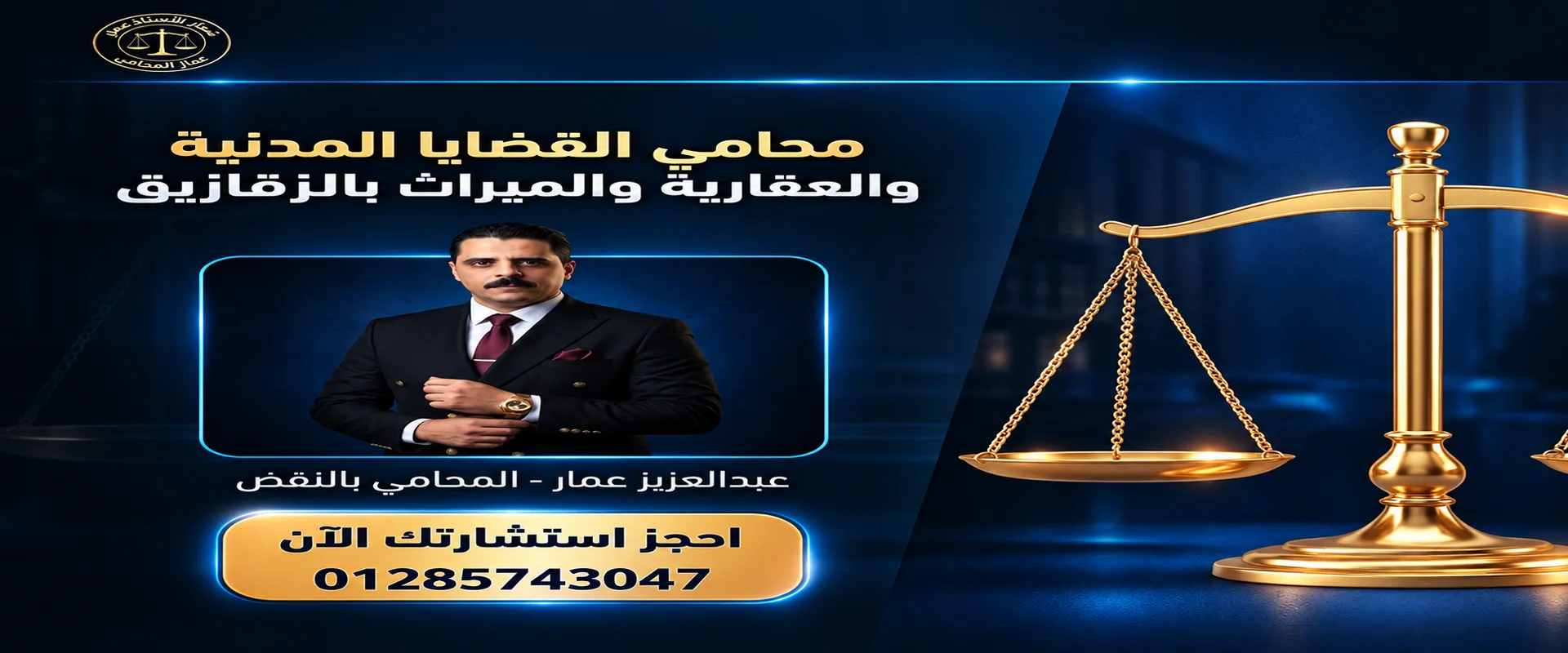 عبدالعزيز حسين عمار محامي نقض مدني بالزقازيق للقضايا المدنية والعقارية والميراث